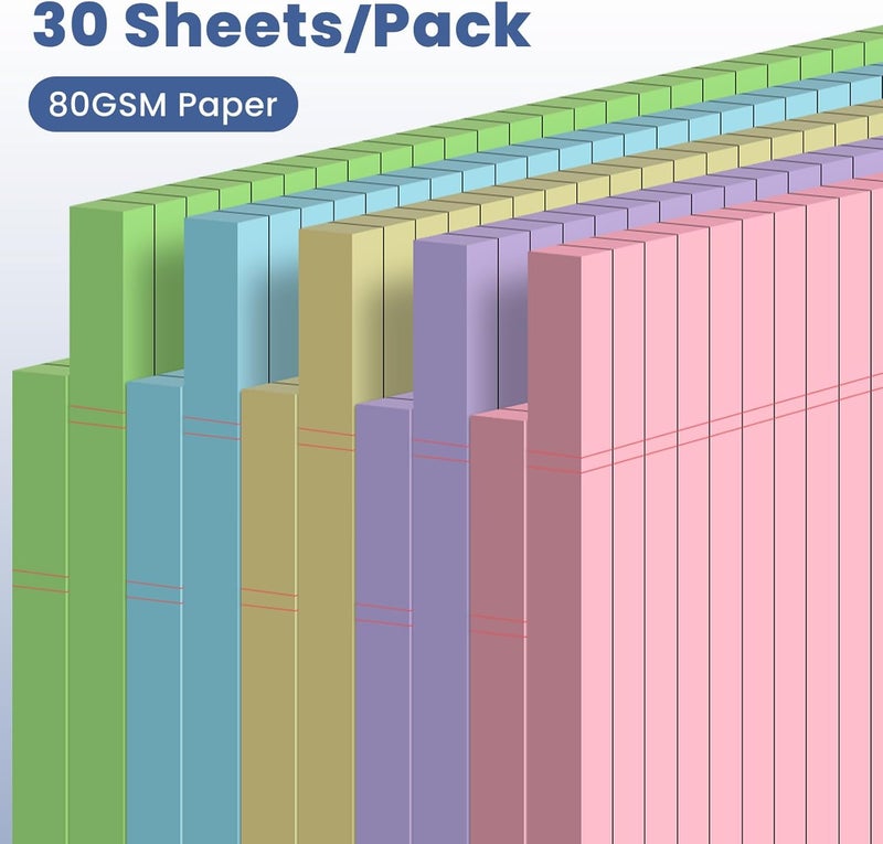 Ciphyfee 10pcs Small Note Pads, Color Notepads 5x8 College Ruled Notebook, Writing Pads 5 x 8, Legal Pads, Memo Pad Paper Perforate Narrow Ruled Notebooks for Work, School, Office,30 Sheets/Pack - Image 3